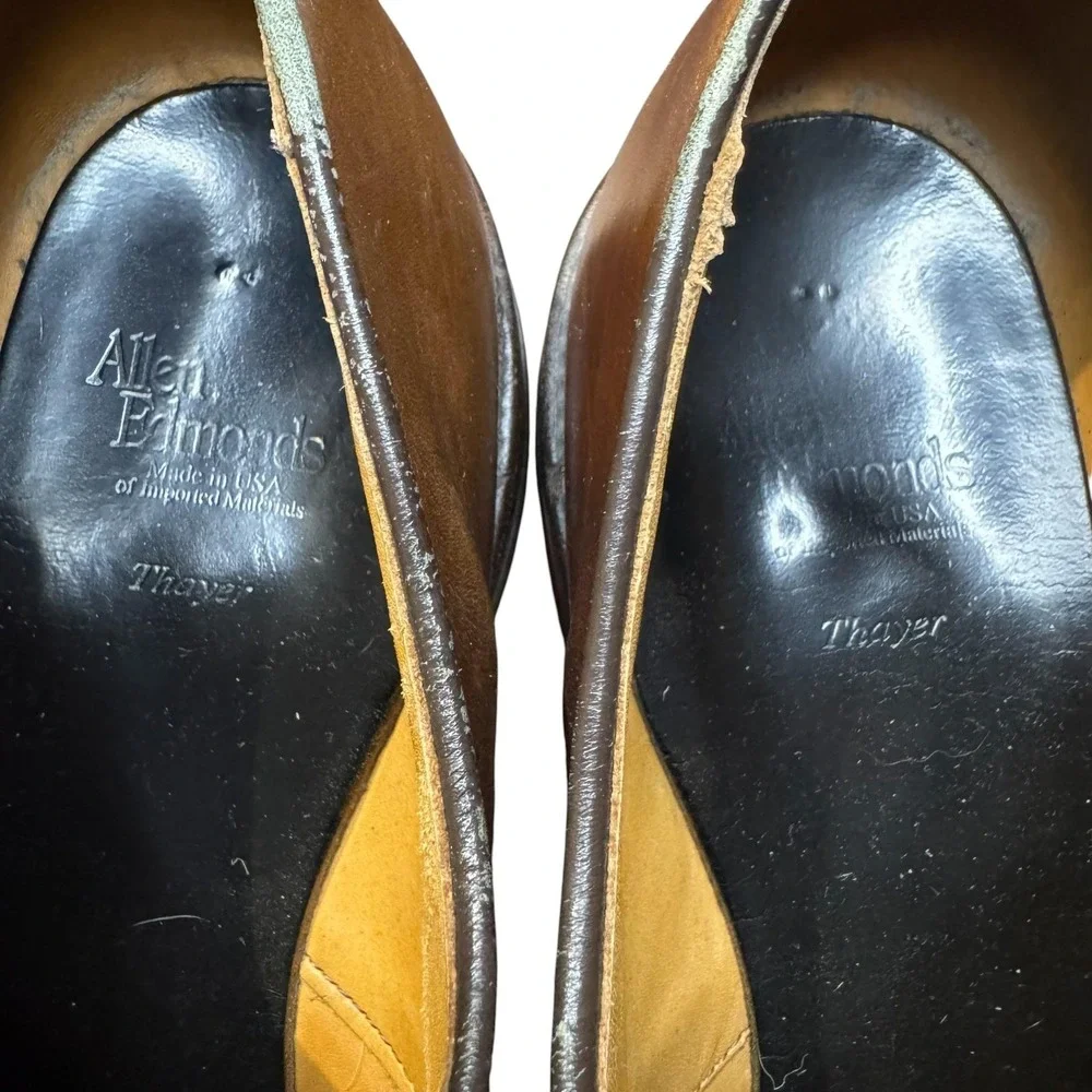 Allen Edmonds Thayer Shoes Mens Size 12 Brown Leather Monk Strap Dress Buckle